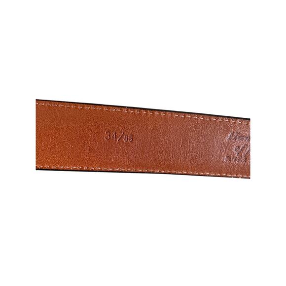 Handcrafted Brown Full Grain Leather Belt with Solid Brass Buckle Size 34 - C2 - Picture 3 of 9